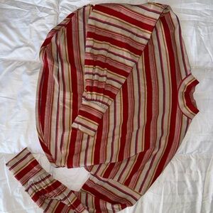 Free People Red and Cream Striped Top